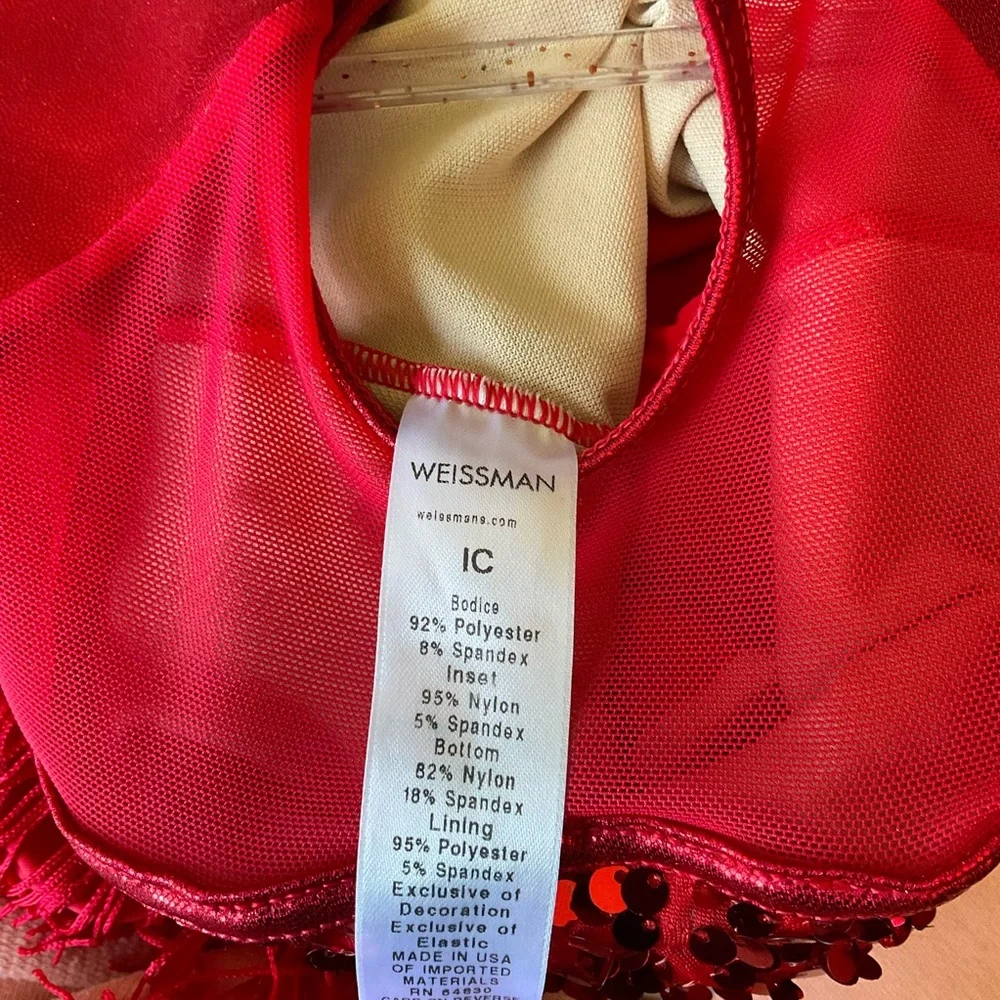 Weissman Red Ultra Sparkle Sequins Biketard